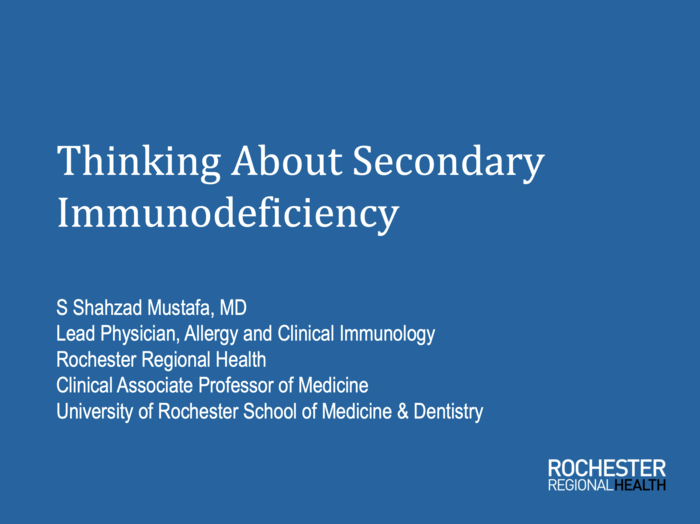 Thinking About Secondary Immunodeficiency