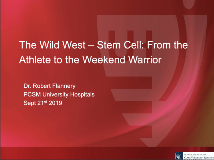 Stem Cell: From the Athlete to the Weekend Warrior