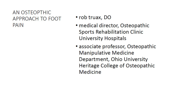 An Osteopathic Approach to Foot Pain