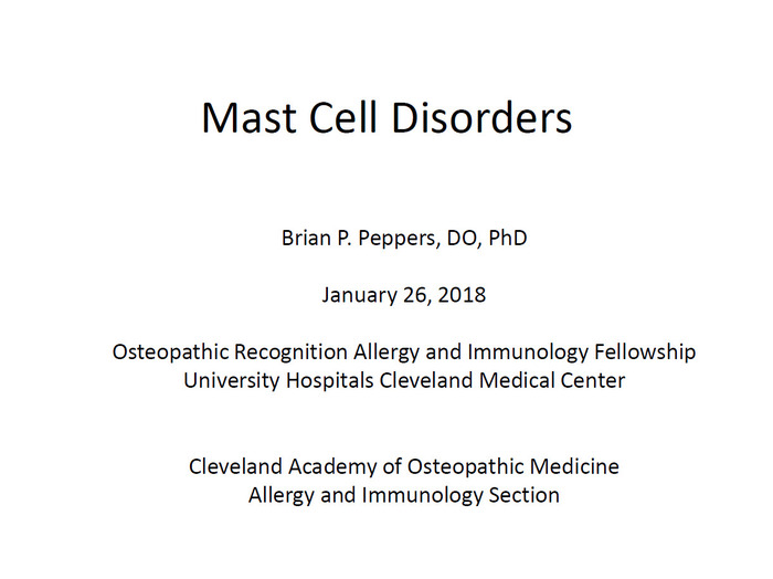 Mast Cell Disorders