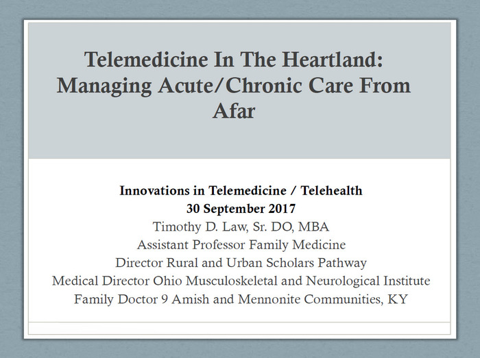 Telemedicine in The Heartland: Managing Acute/Chronic Care from Afar