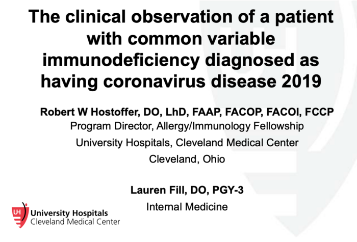 The Clinical Observation of a Patient with Common Variable Immunodeficiency Diagnosed as having Coronavirus Disease 2019