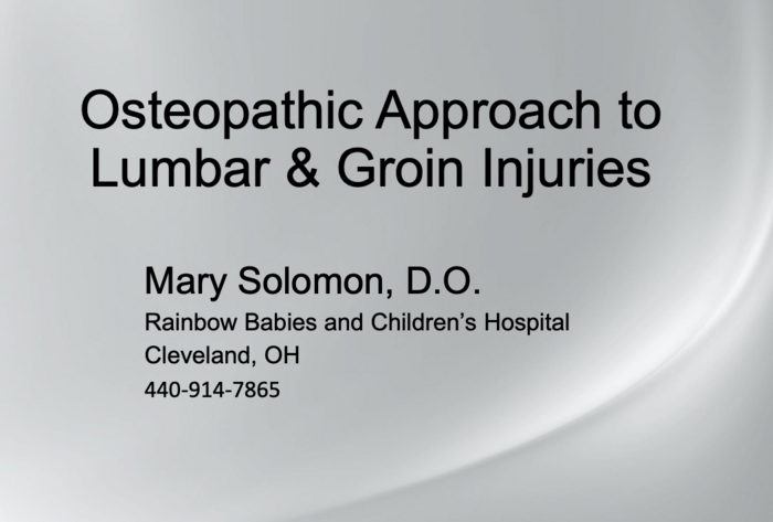 Osteopathic Approach to Lumbar & Groin Injuries