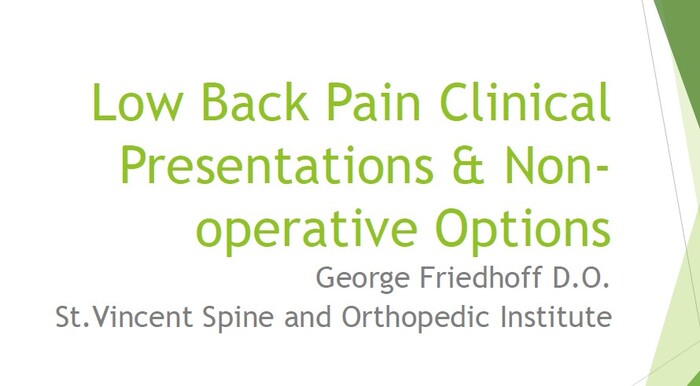 Low Back Pain Clinical Presentations and Non-Operative Options